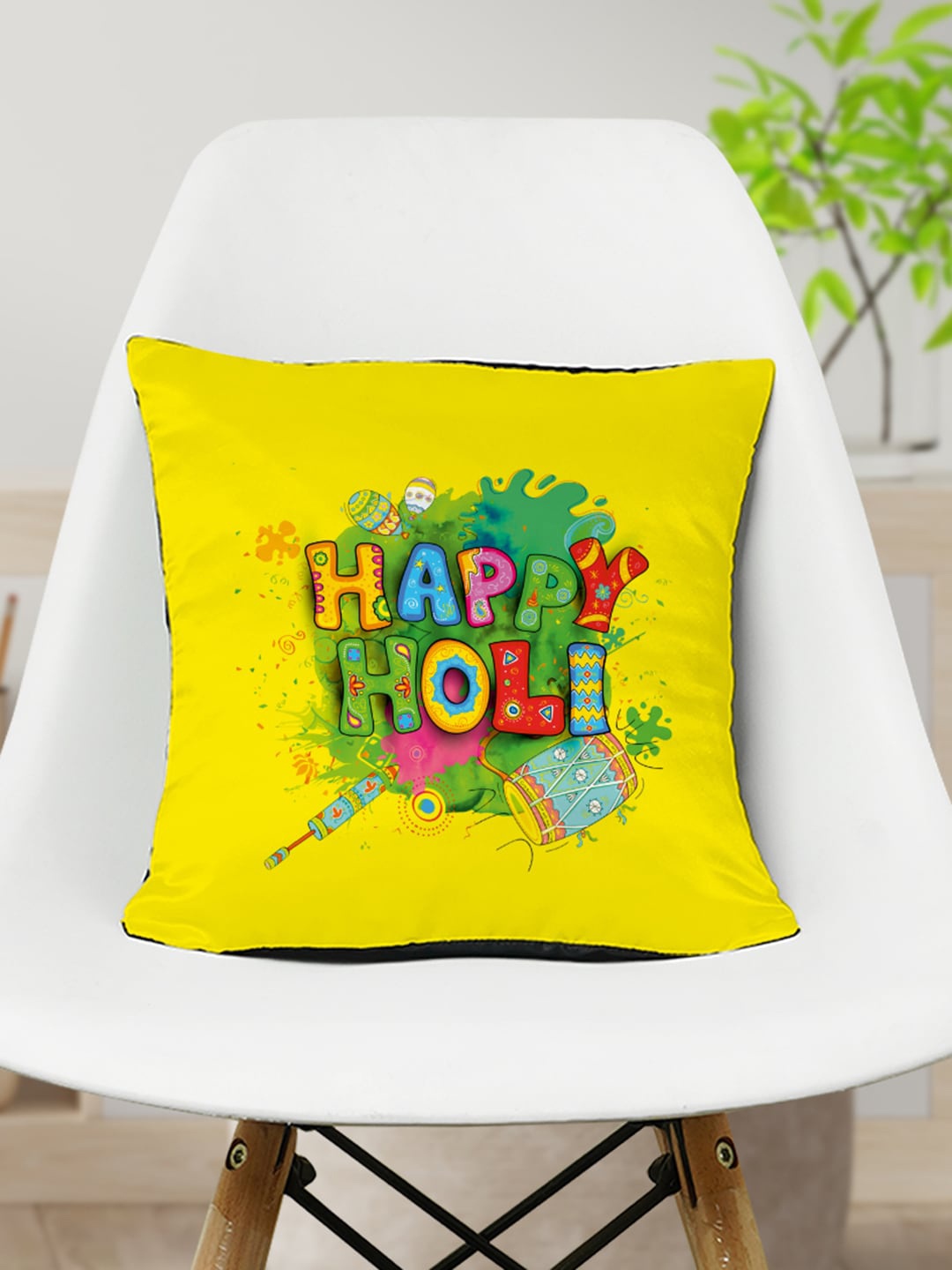 

Crazy Corner Yellow & Green Printed Square Pre-Filled Cushion