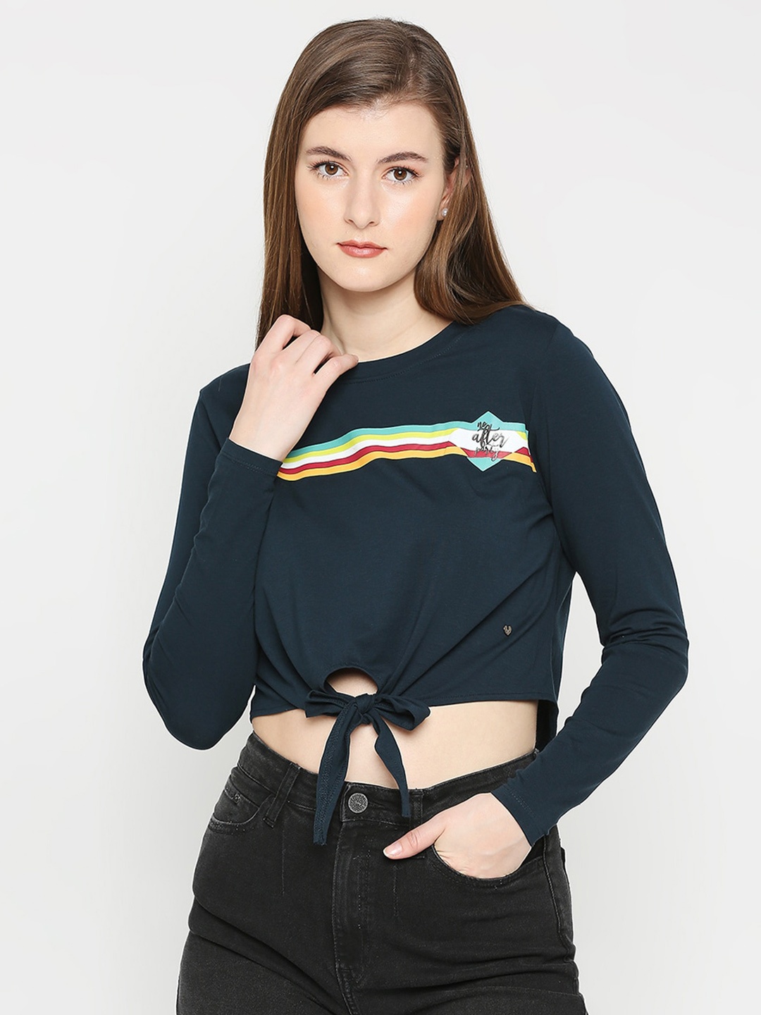 

SPYKAR Striped Cotton T-shirt, Blue