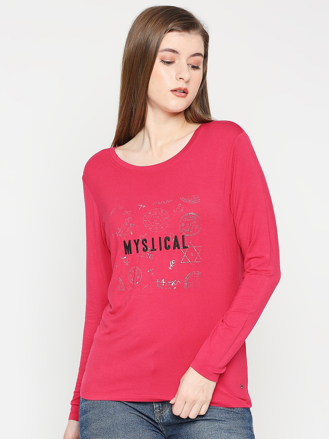 

SPYKAR Typography Printed Cotton T-shirt, Red