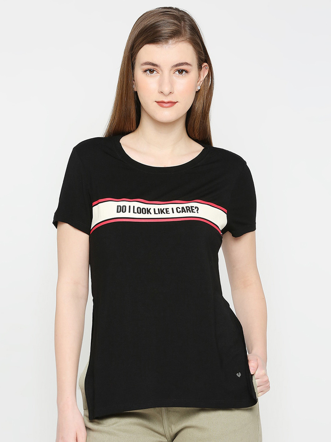 

SPYKAR Typography Printed Cotton T-Shirt, Black