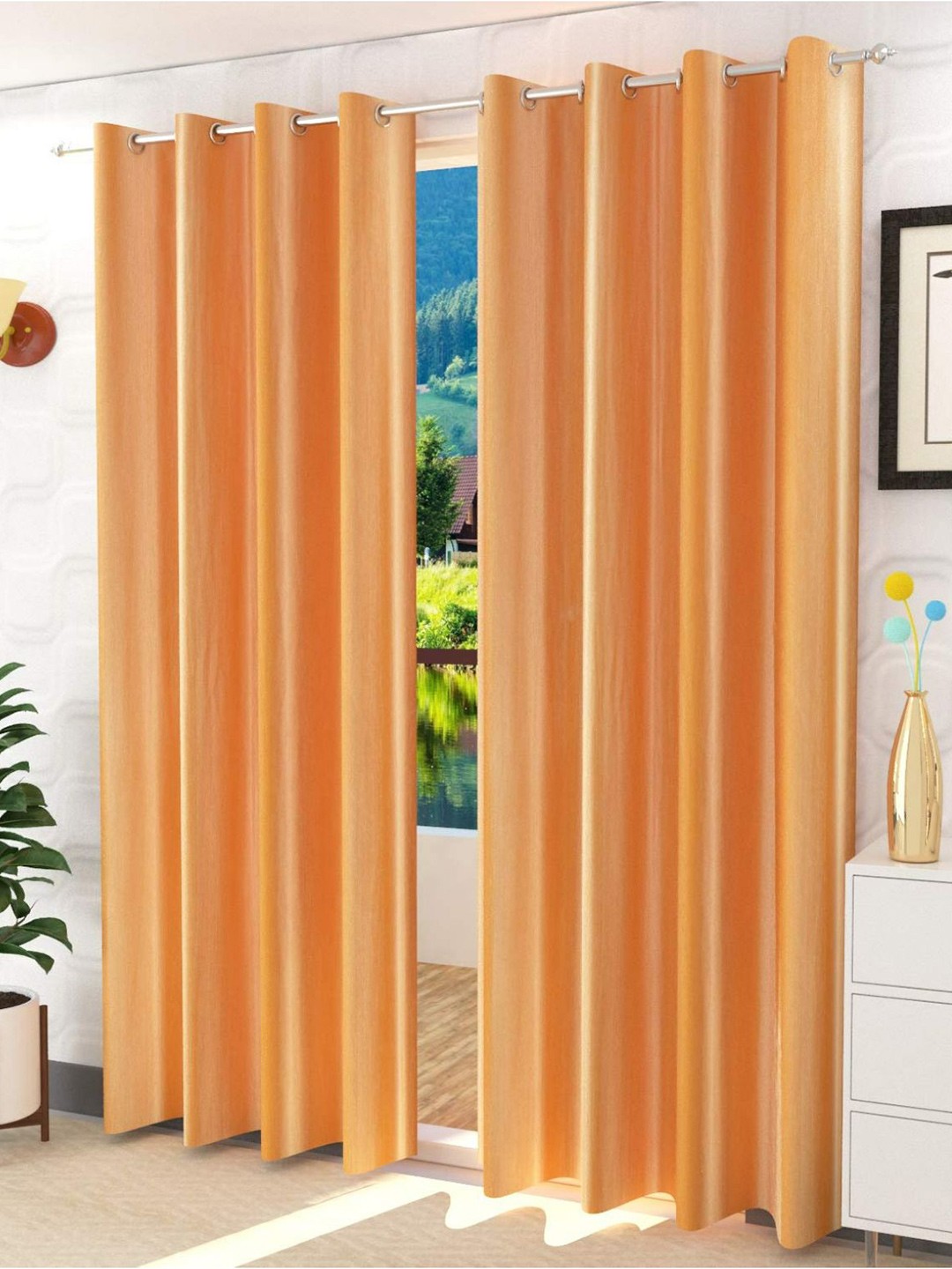 

Bajo's Gold-Toned 2 Pieces Solid Door Curtains