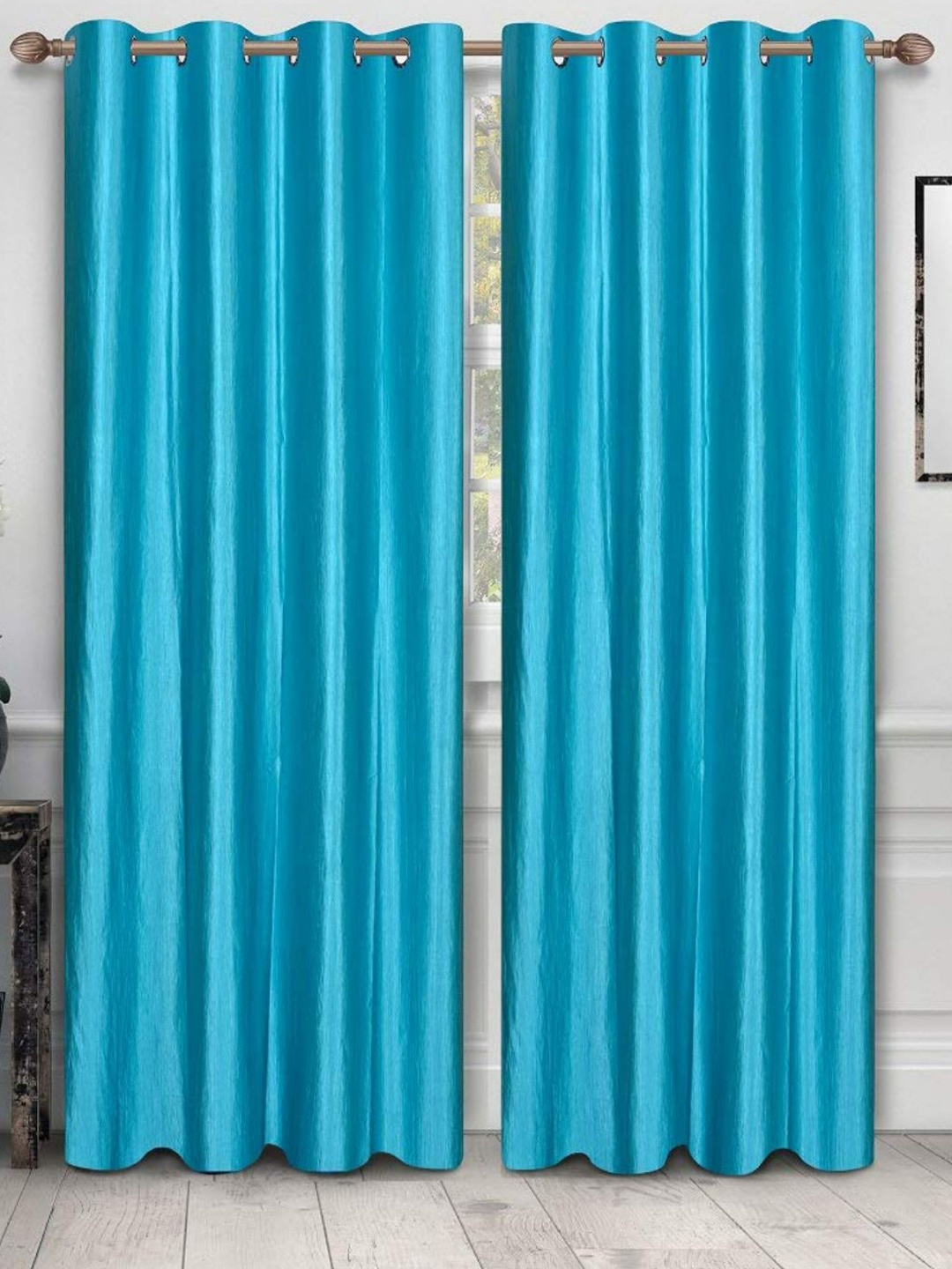 

Bajo's Turquoise Blue 2 Pieces Solid Door Curtains