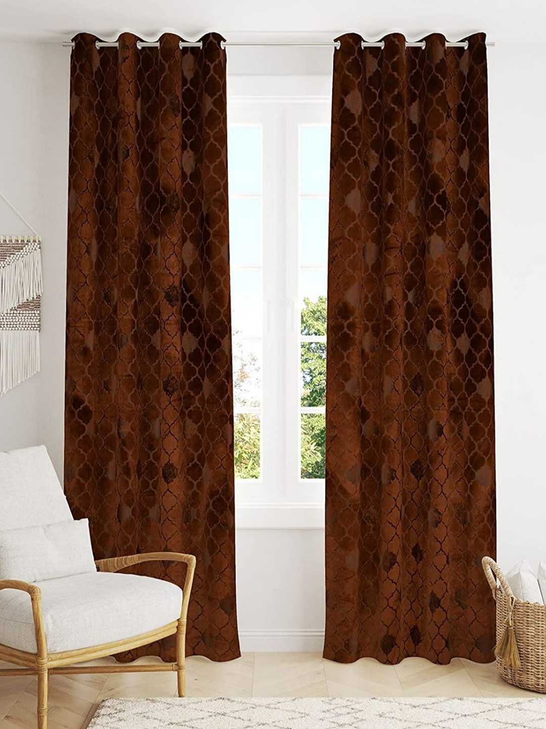 

Bajo's Coffee Brown 2 Pieces Ethnic Motifs Door Curtain