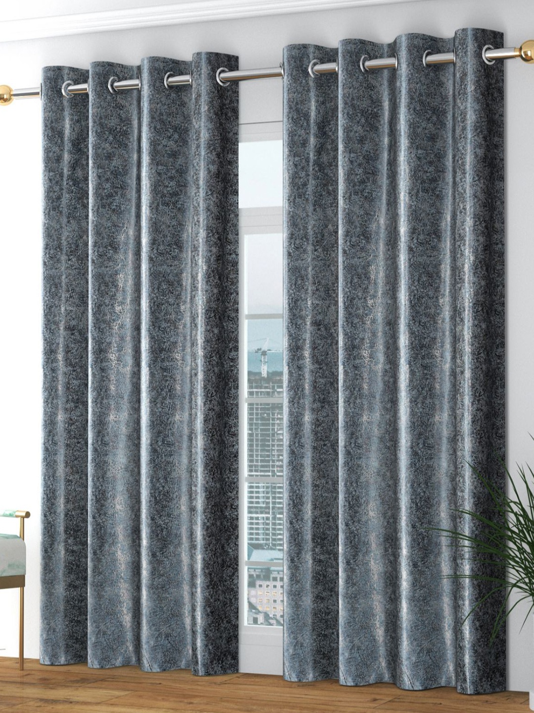 

Bajo's Grey 2 Pcs Abstract Door Curtains