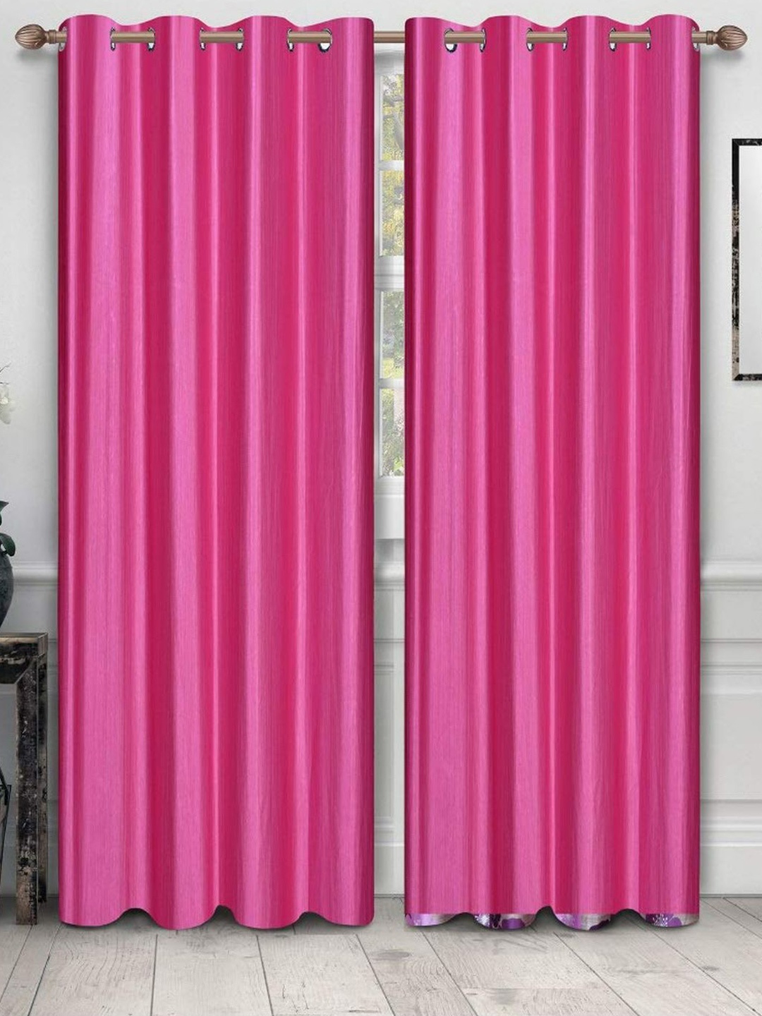 

Bajo's Pink 2 Pieces Solid Door Curtains