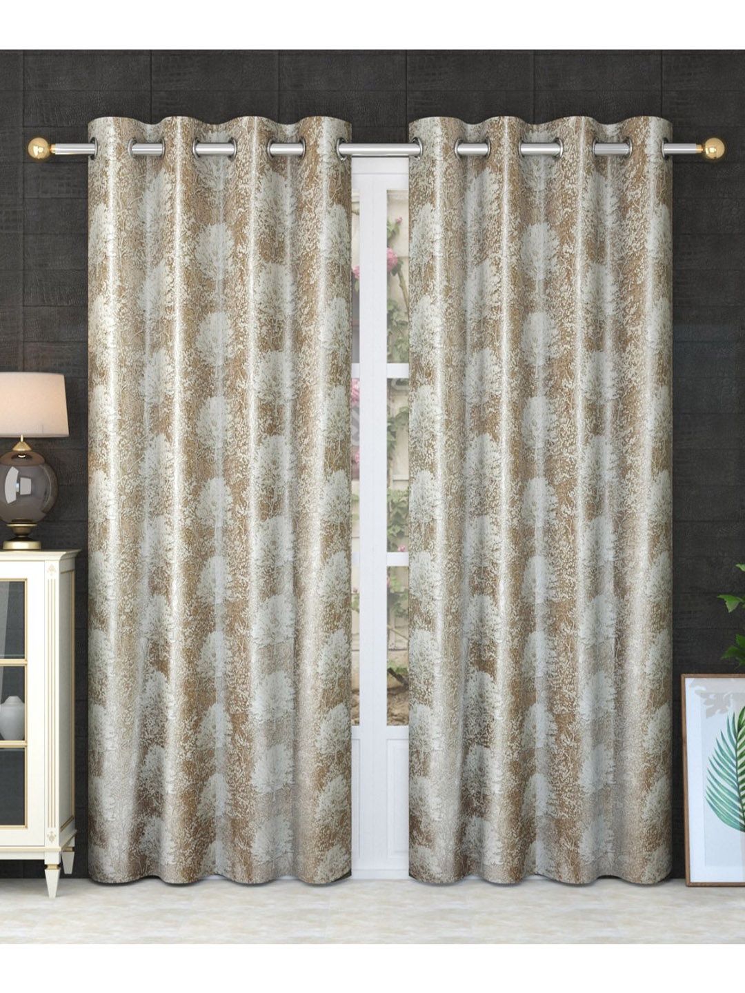 

Bajo's Cream-Coloured & Brown 2 Pieces Quirky Door Curtains