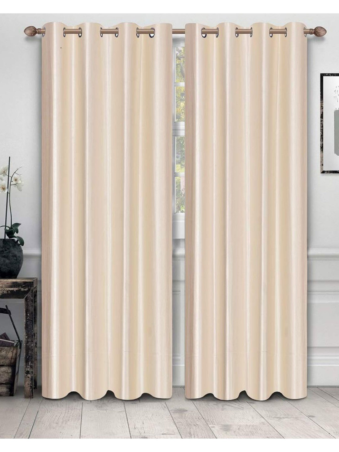 

Bajo's Cream-Coloured 2 Pieces Solid Door Curtains