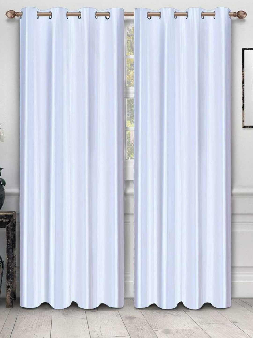 

Bajo's White 2 Pieces Solid Door Curtains