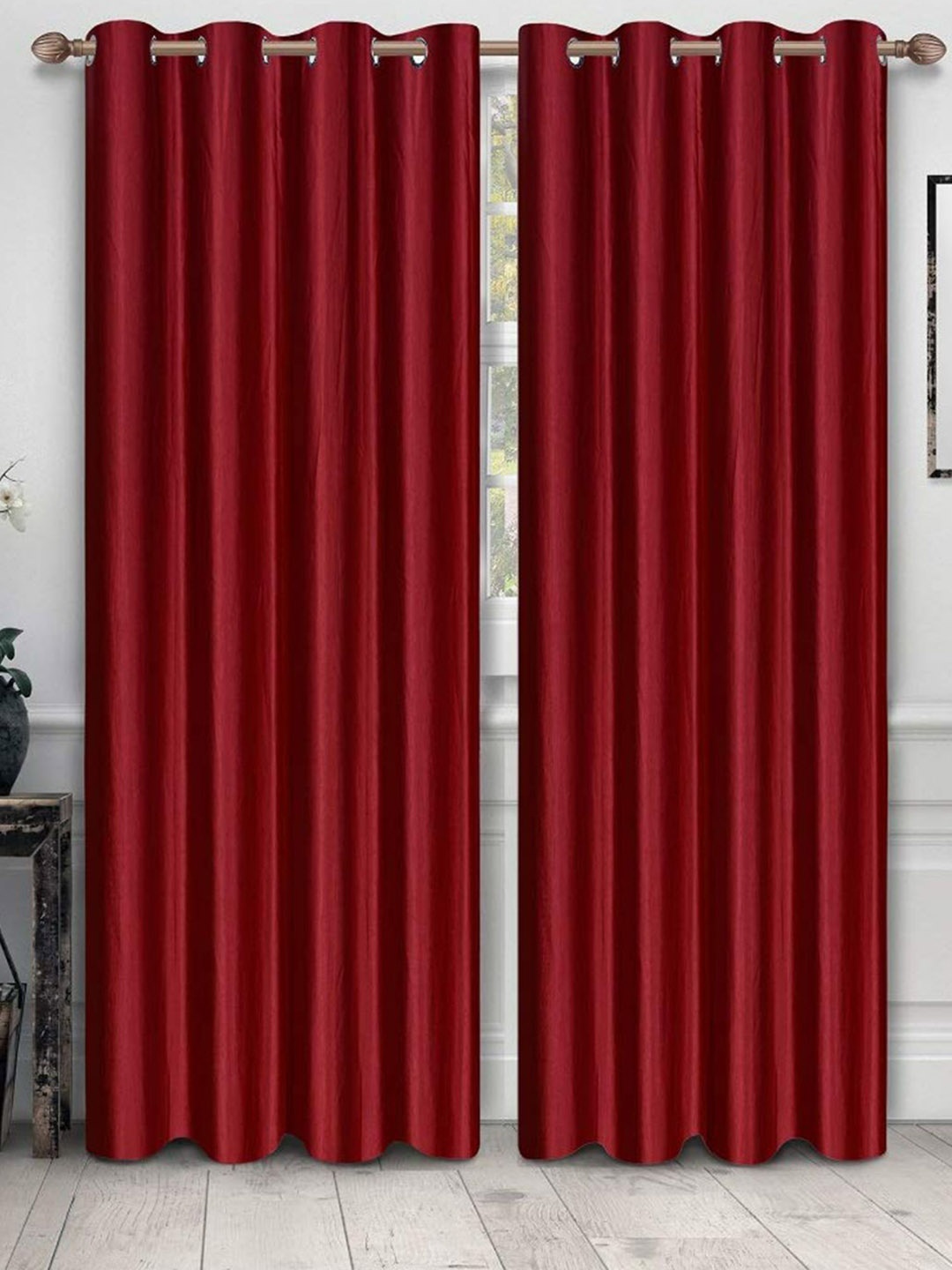 

Bajo's Maroon 2 Pieces Solid Door Curtains