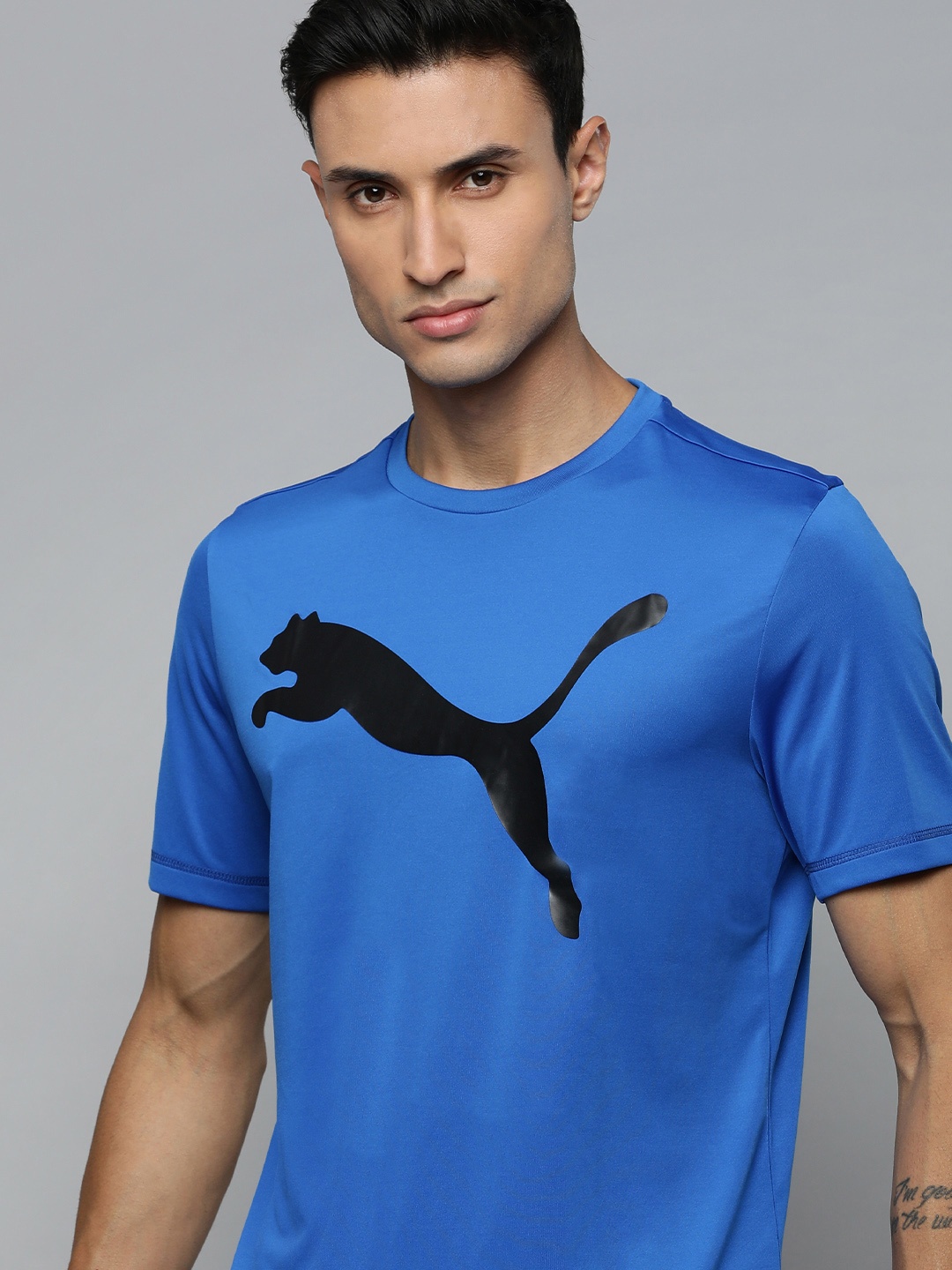 

Puma Active Brand Logo Printed Pure Cotton T-shirt, Blue