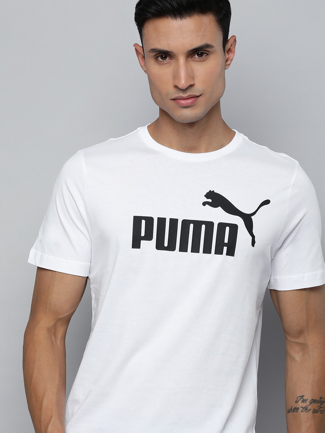 

Puma Men Brand Logo Printed Pure Cotton Regular Fit Outdoor T-shirt, White