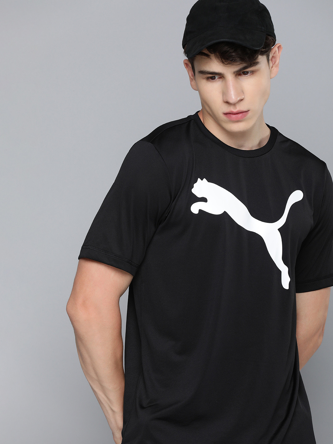 

Puma Men Dry Cell Brand Logo Printed Round Neck Sports T-shirt, Black