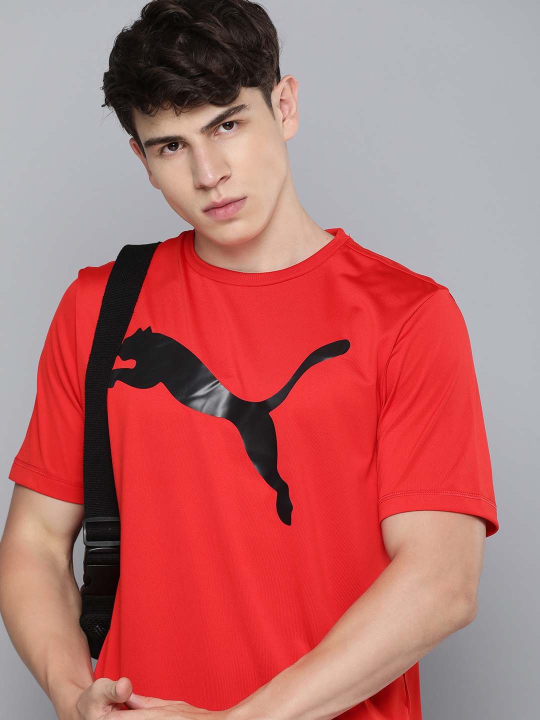 

Puma Men Dry Cell Brand Logo Printed Round Neck Sports T-shirt, Red