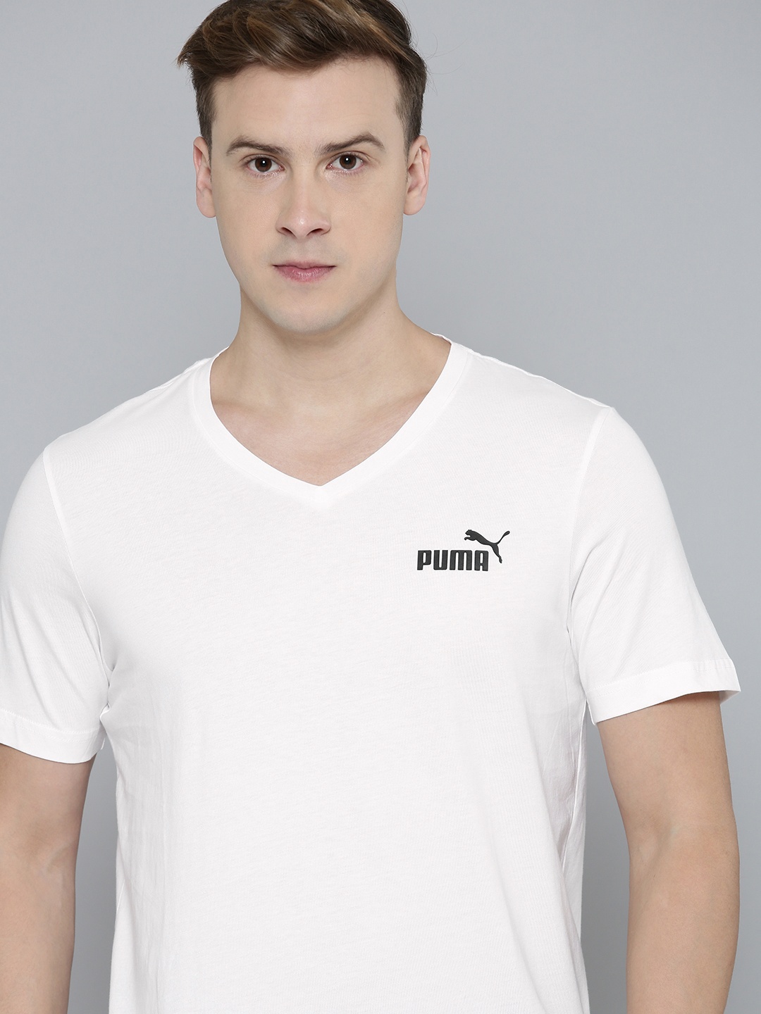 

Puma ESS V Neck Pure Cotton T-shirt, White