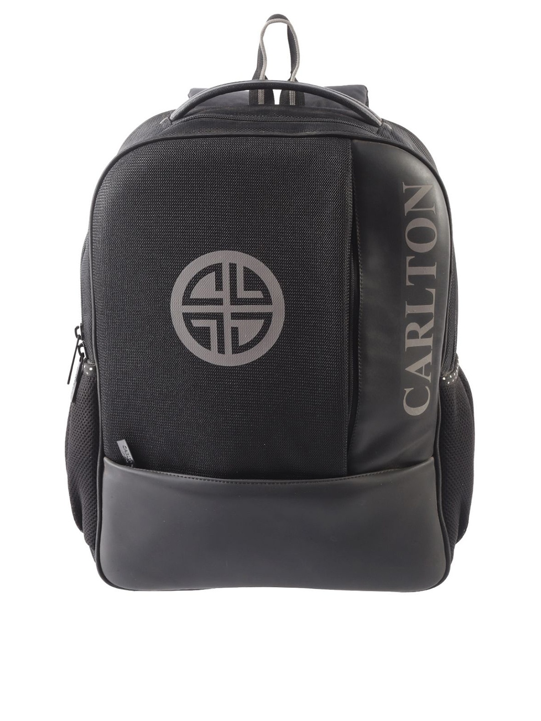 Carlton London Brand Logo Printed Ergonomic Water Resistant Backpack, Black