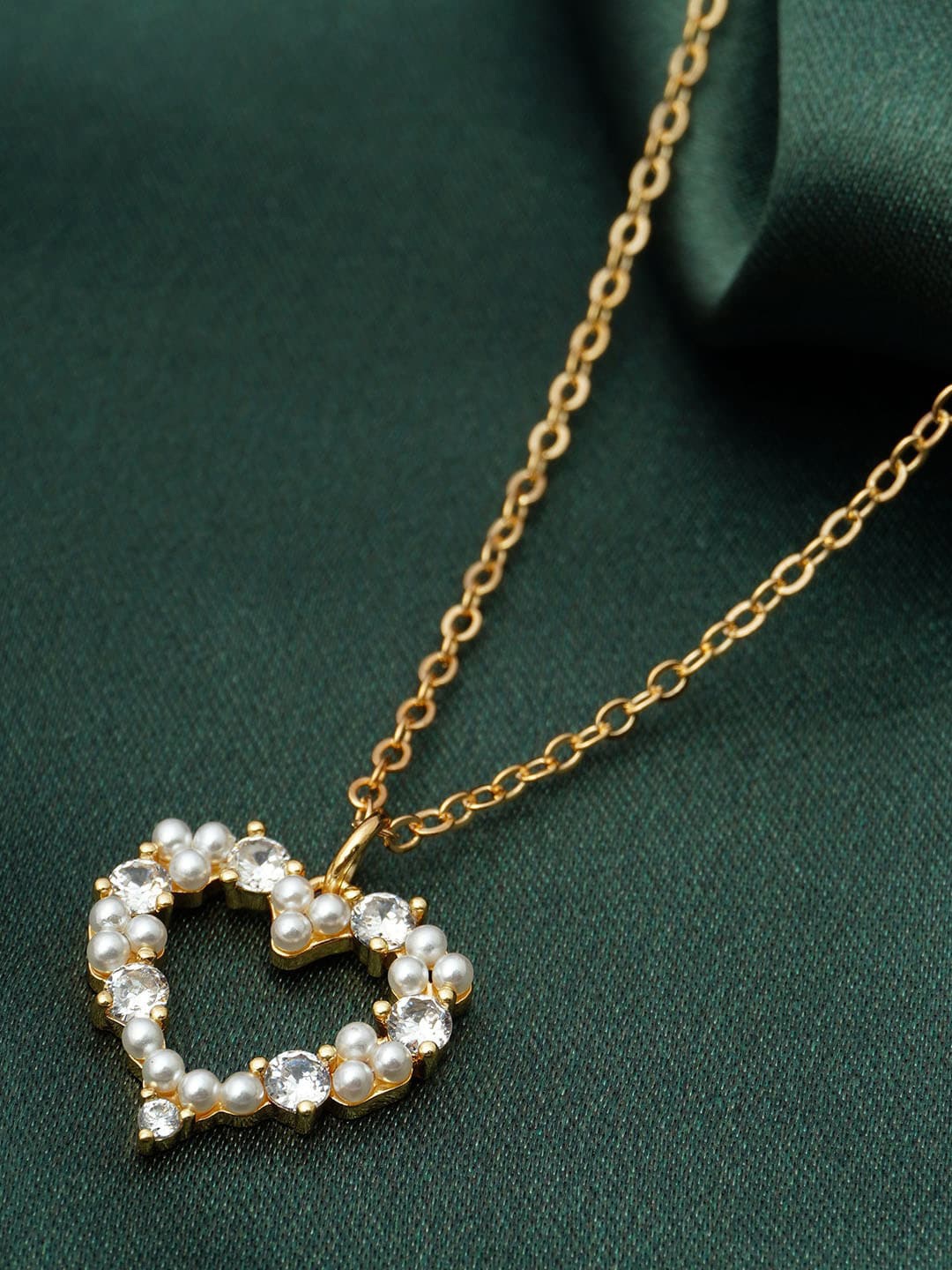 

Ferosh Women Gold-Plated Heart Shaped Pendant Necklace