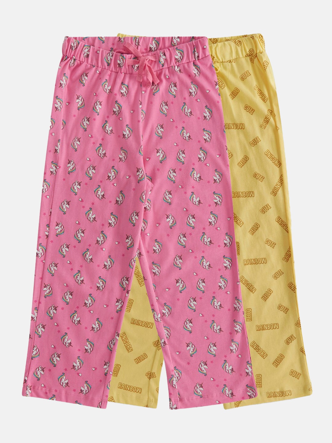 

Pantaloons Junior Girls Pack of 2 Printed Cotton Capris, Yellow