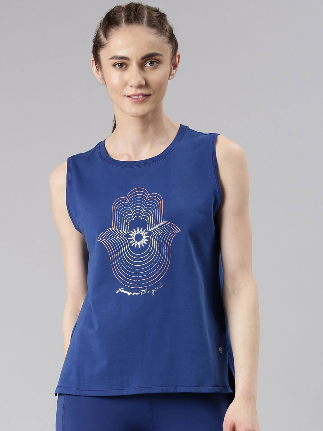 

Enamor Antimicrobial Stretch Cotton Stay Cool Tank Top, Blue