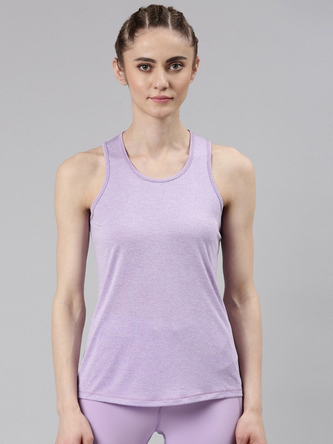 

Enamor Regular Fit Sleeveless Dry Fit Antimicrobial Sports Racer Tank Top, Purple