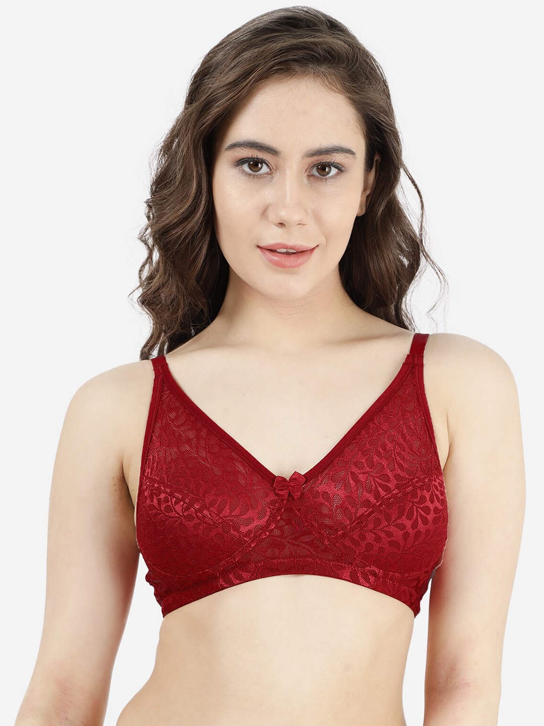 

Susie Floral Cotton Non Padded Bra, Maroon