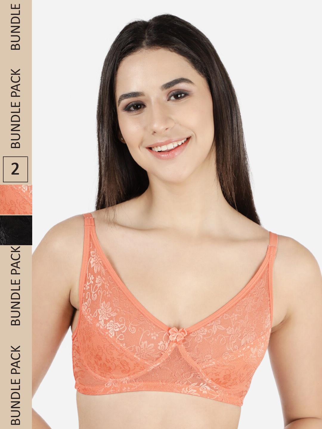 

Susie Pack Of 2 Cotton Non Padded Bra, Orange