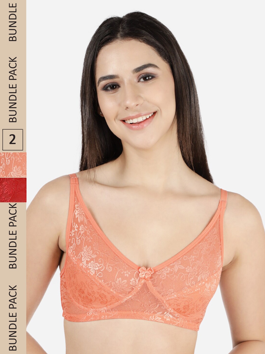 

Susie Pack Of 2 Cotton Non-Padded Non-Wired Bra, Orange