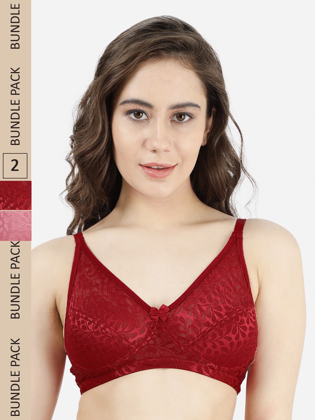 

Susie Pack Of 2 Floral Cotton Non-Padded Non-Wired Bra, Red