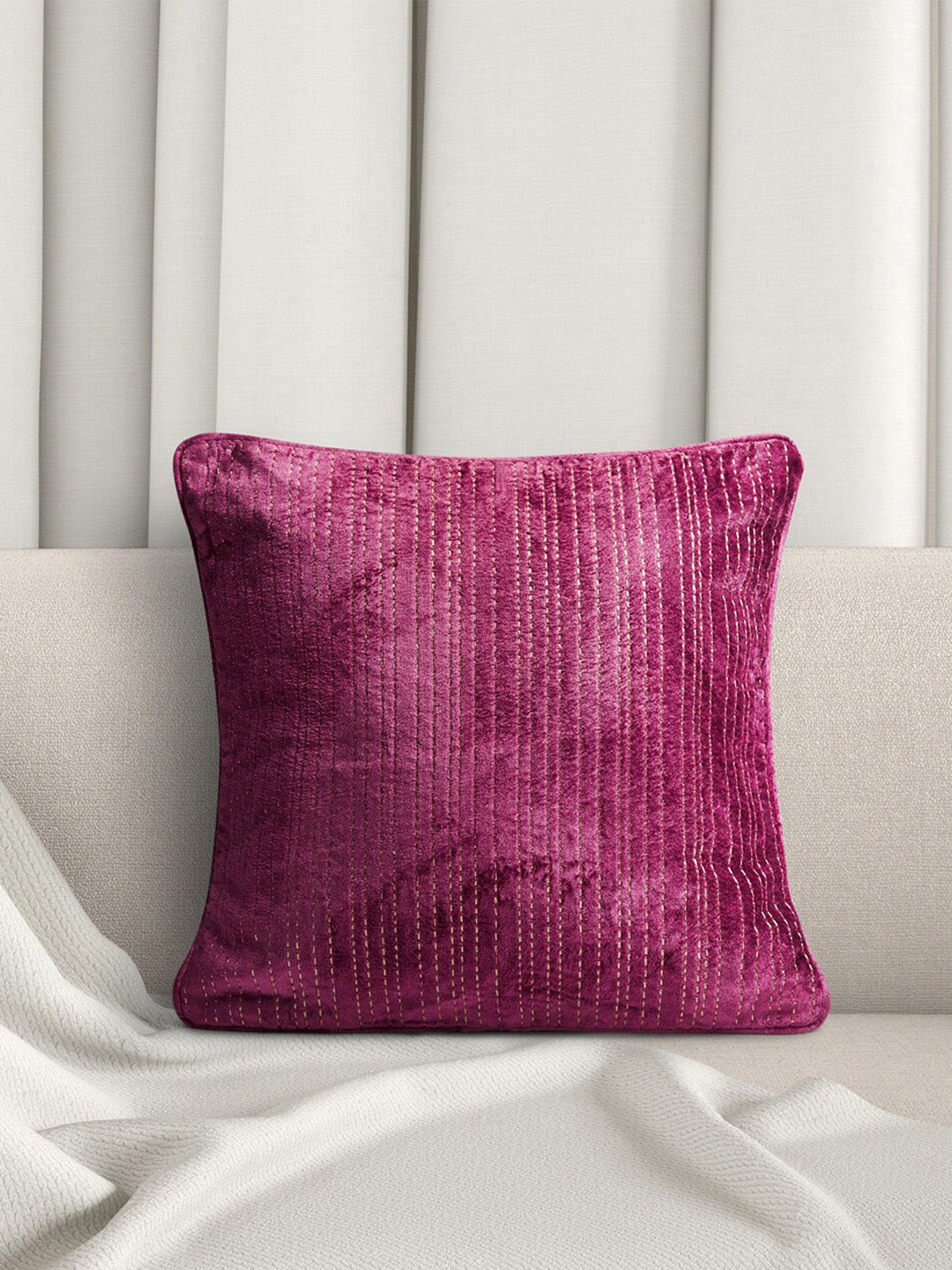 

Living scapes by Pantaloons Red Embroidered Square Cushion Cover