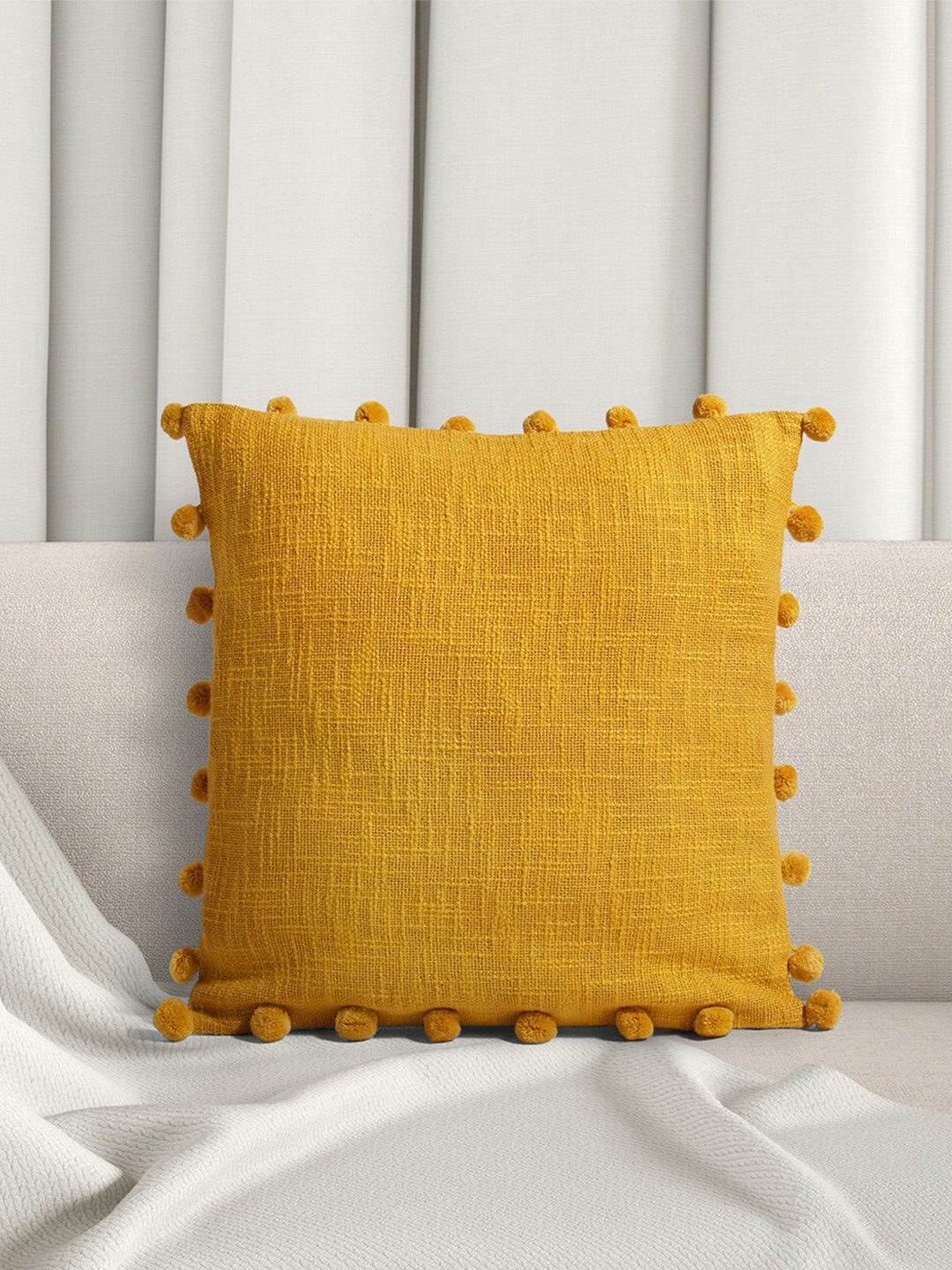 

Living scapes by Pantaloons Yellow & White Square Cushion Cover