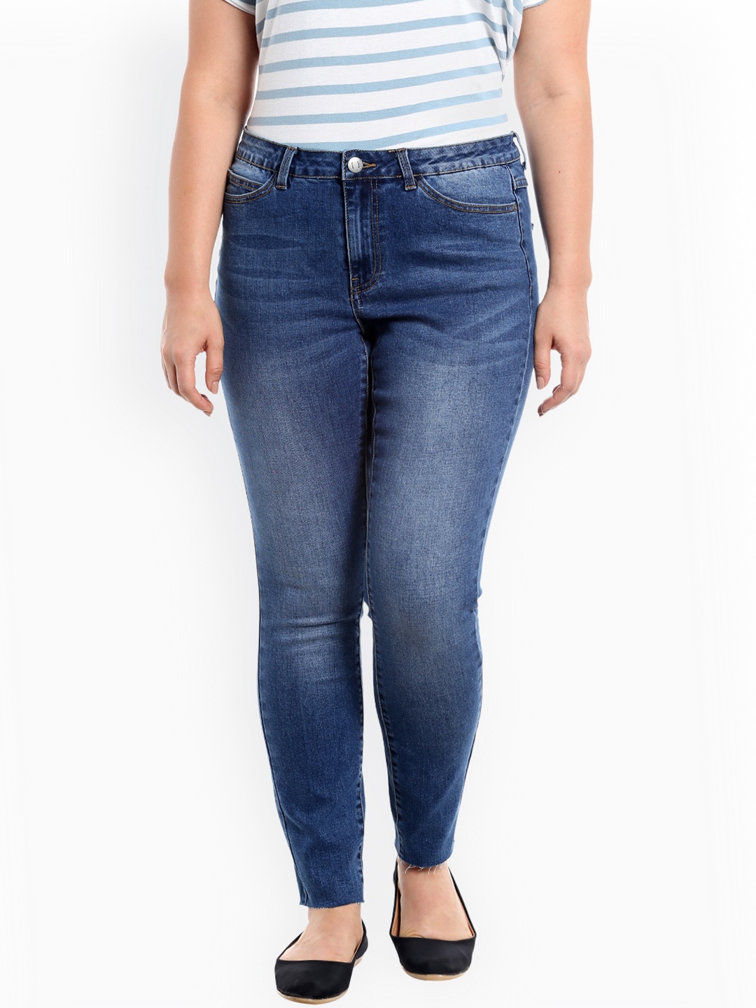 

JUNAROSE Plus Size Women Blue Slim Fit Mid-Rise Clean Look Plus Size Stretchable Jeans