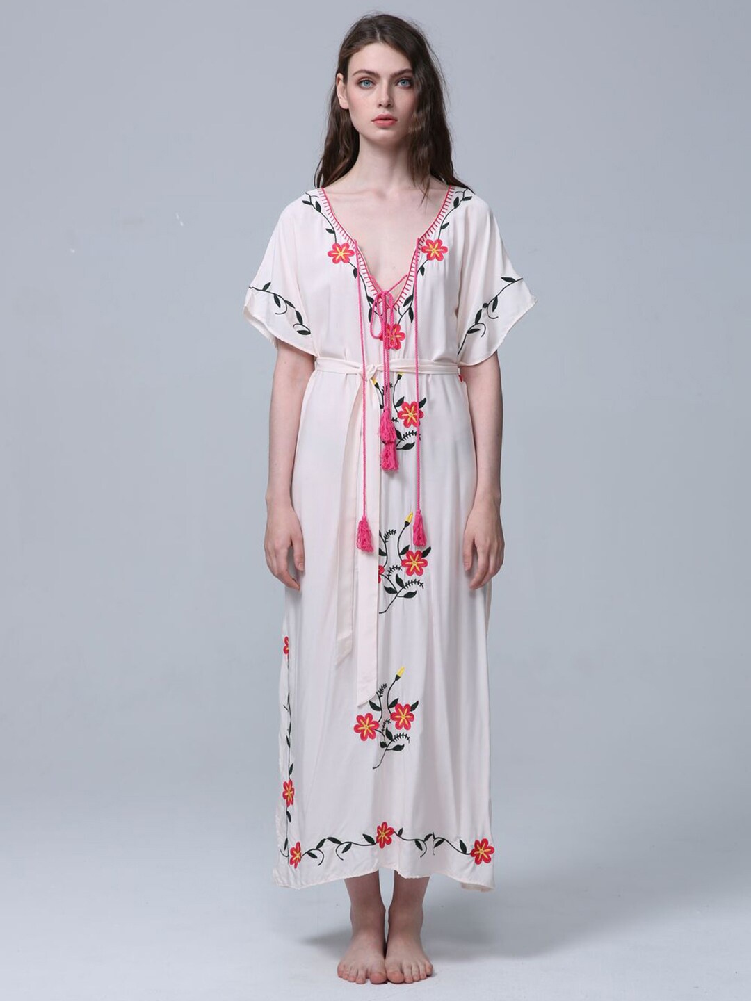 

JC Collection Pure Cotton Floral Printed Maxi Dress, White