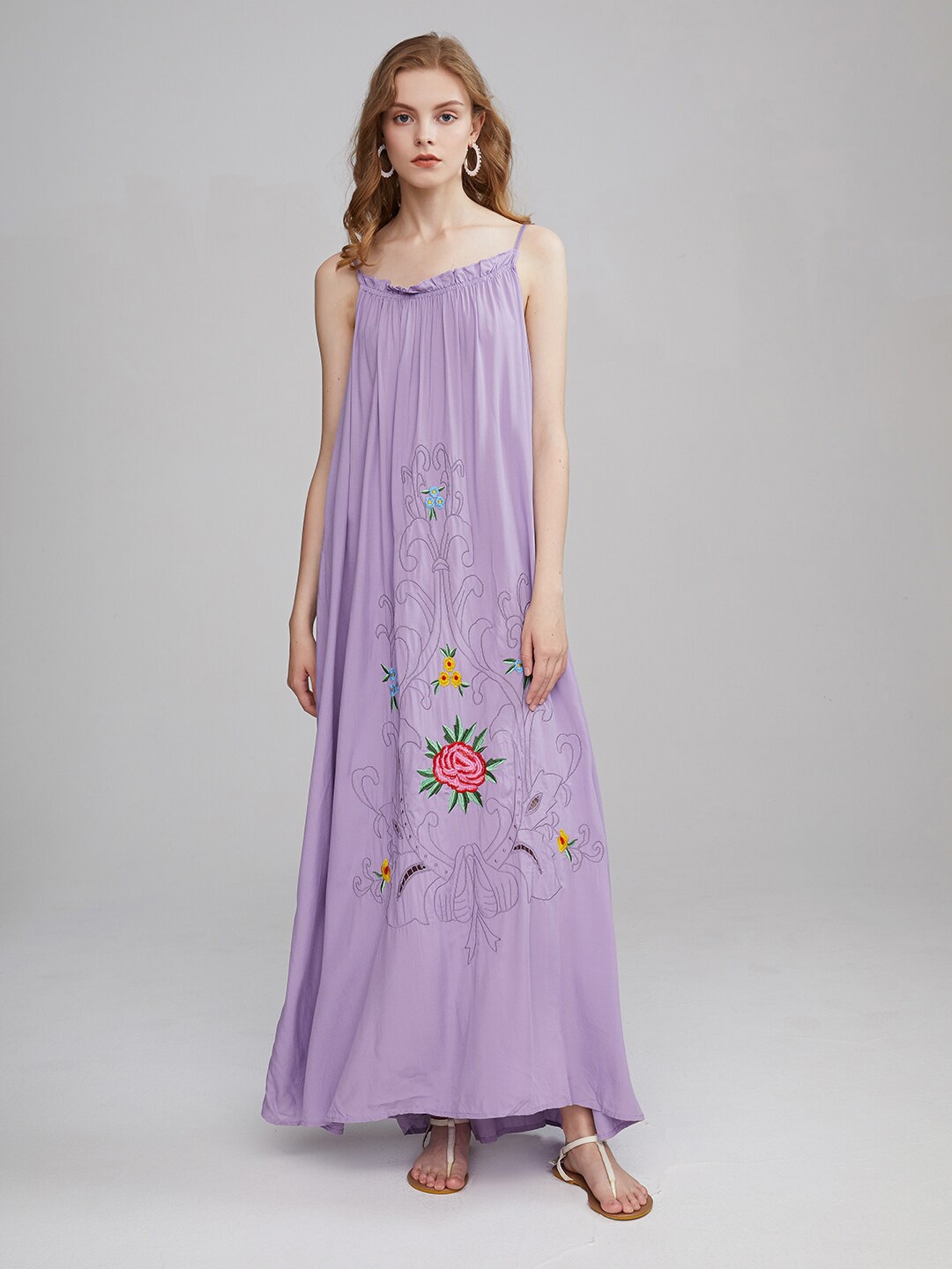 

JC Collection Floral Embroidered Backless Maxi Dress, Purple