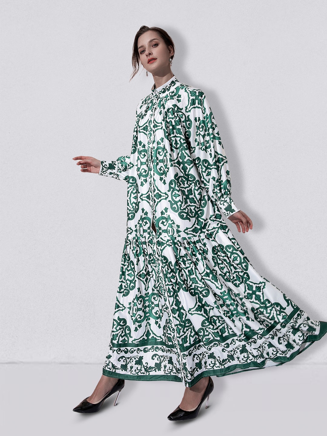 

JC Collection Floral Printed Maxi Dress, Green