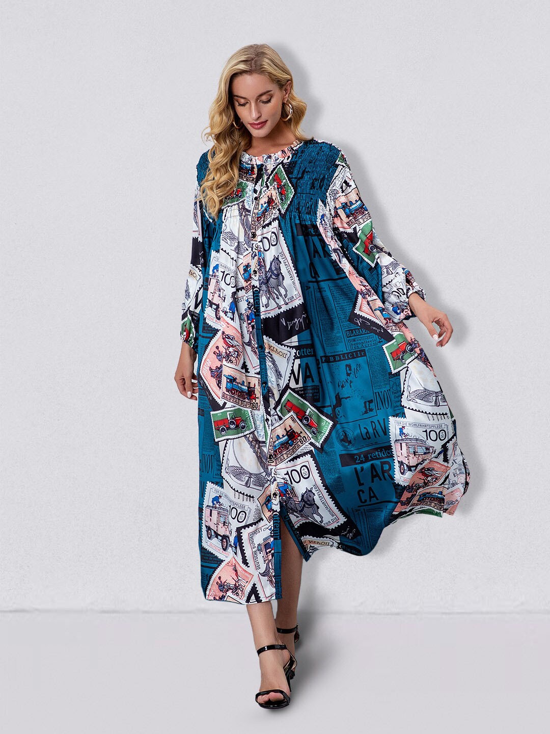 

JC Collection Graphic Printed Maxi Dress, Blue