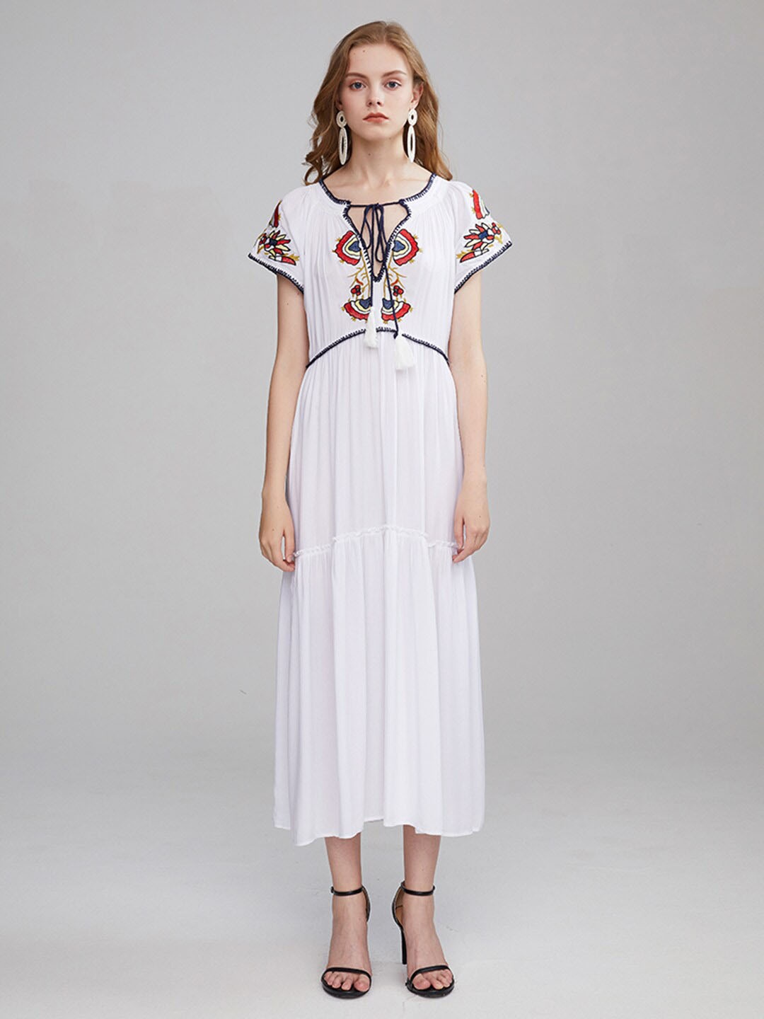 

JC Collection Cotton A-Line Midi Dress, White