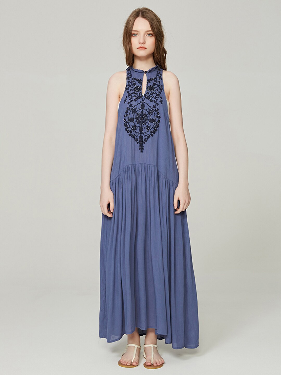 

JC Collection Keyhole Neck Maxi Dress, Blue