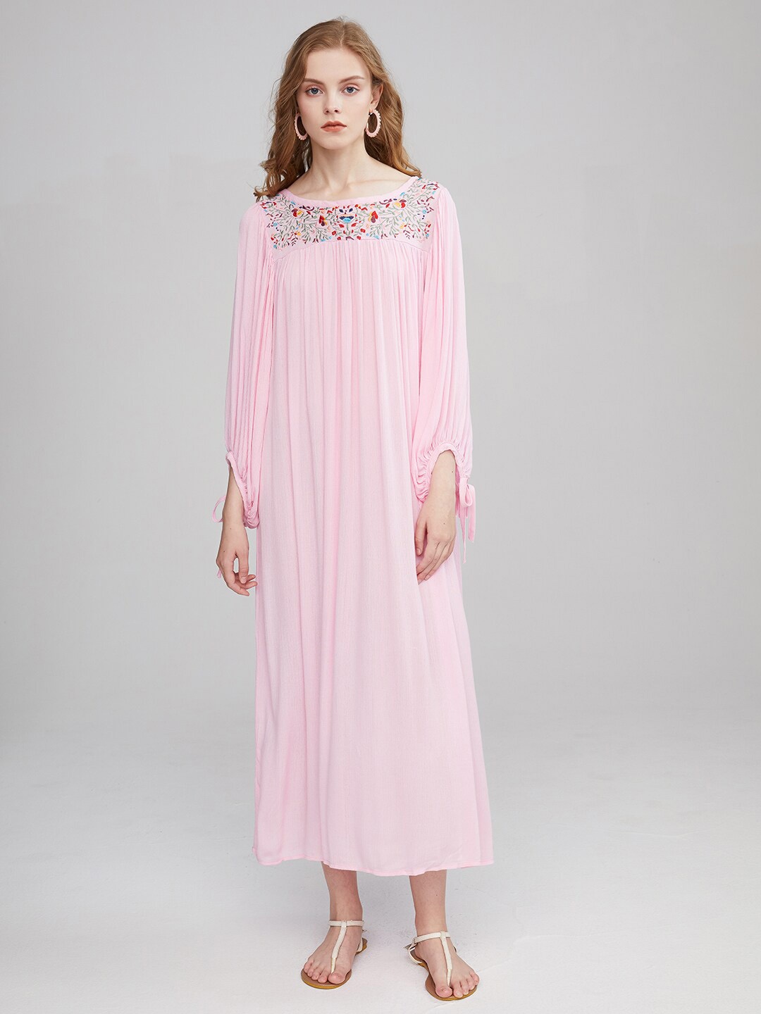 

JC Collection Pure Cotton Embroidered Maxi Dress, Pink