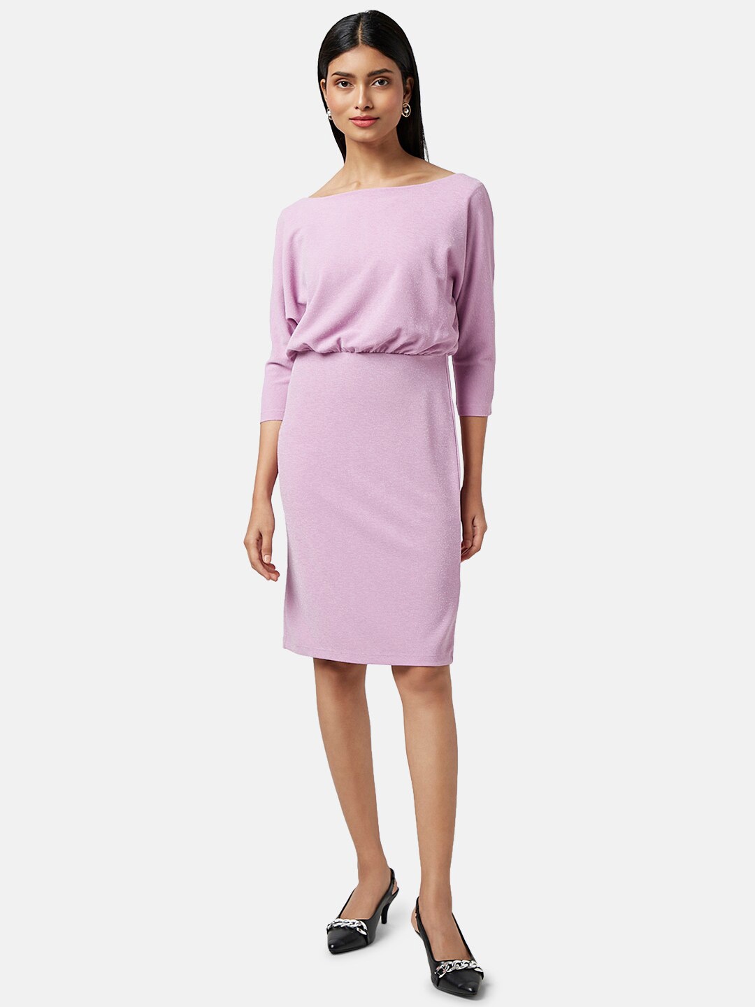 

Annabelle by Pantaloons Round Neck Sheath Dress, Mauve