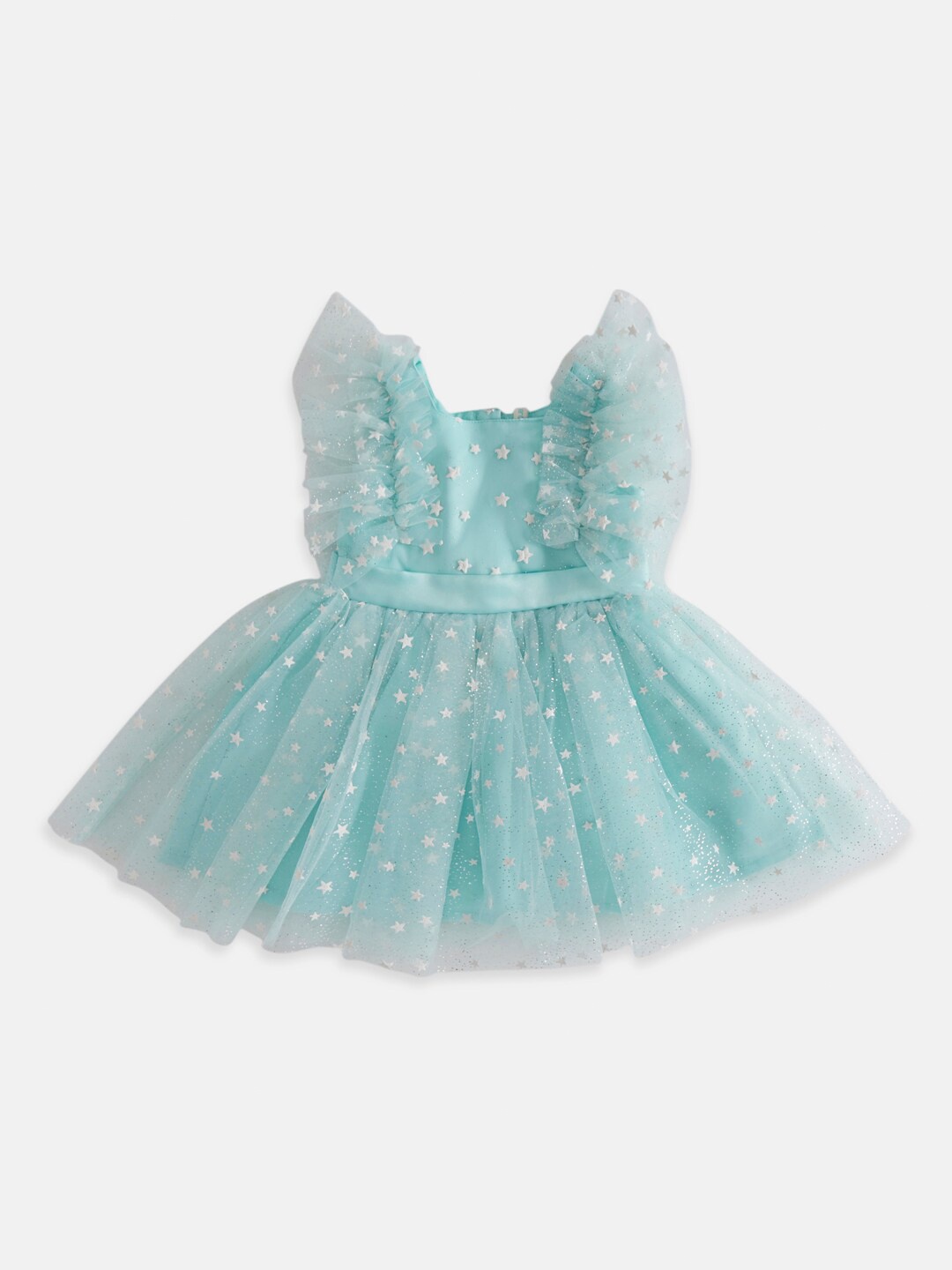 

Pantaloons Baby Girls Embellished Dress With Ruffles, Blue
