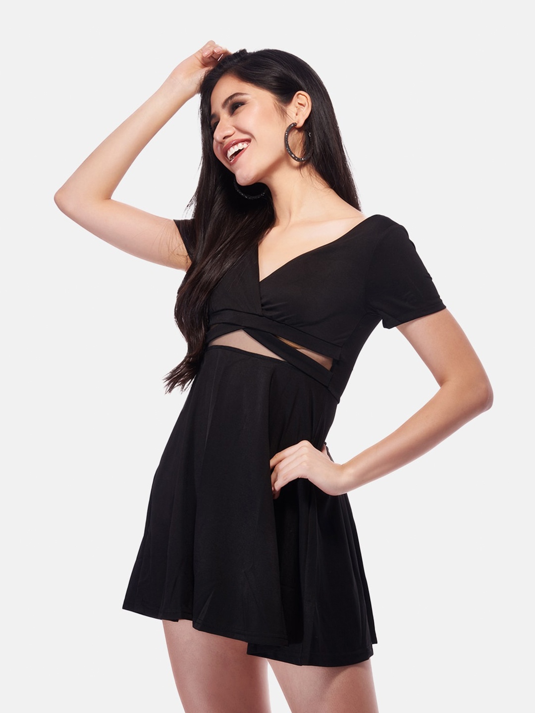 

IZF V-Neck Cut-Out Mini Dress, Black