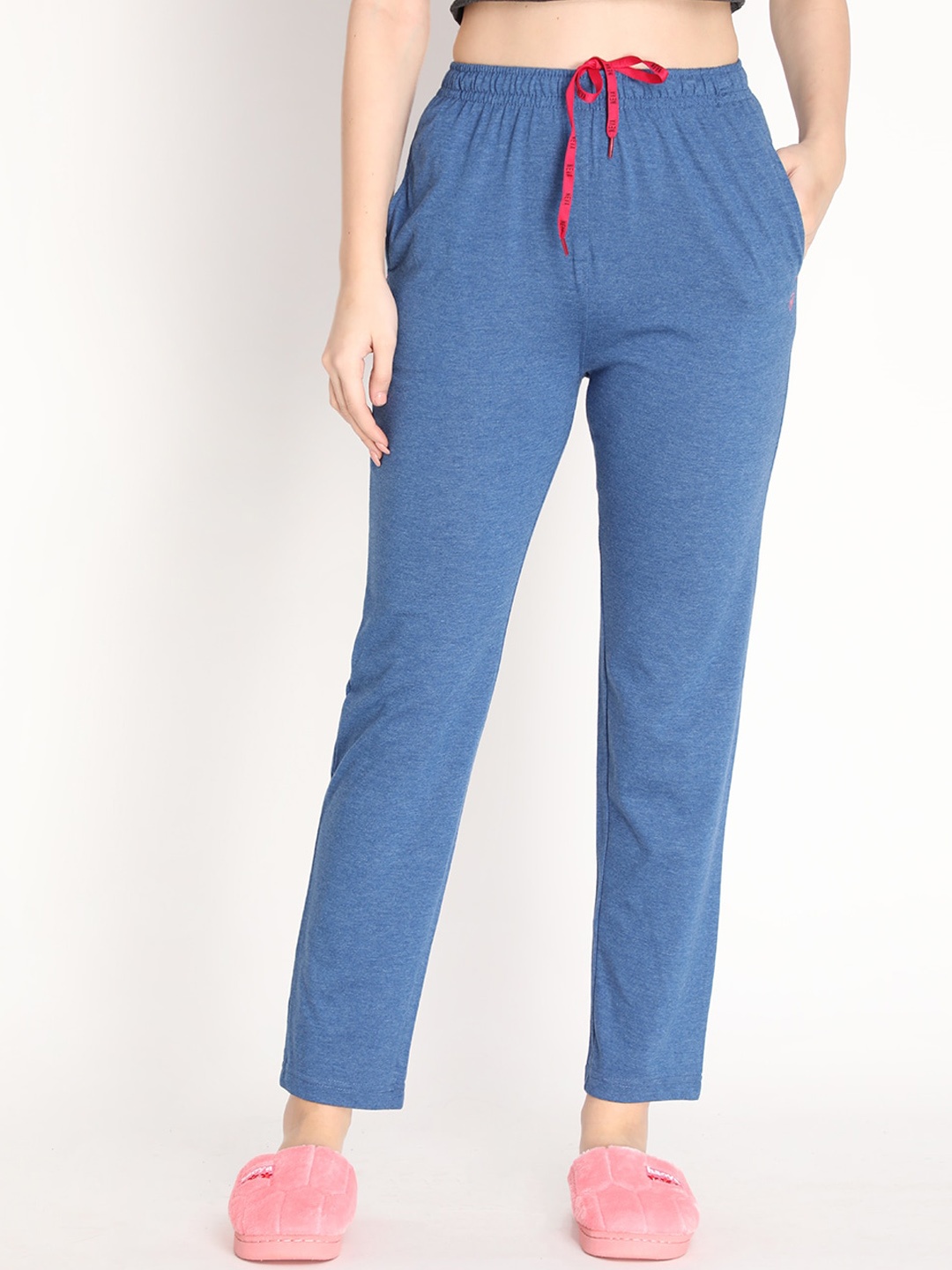 

NEVA Women Cotton Mid-Rise Regular Fit Trackpants, Blue