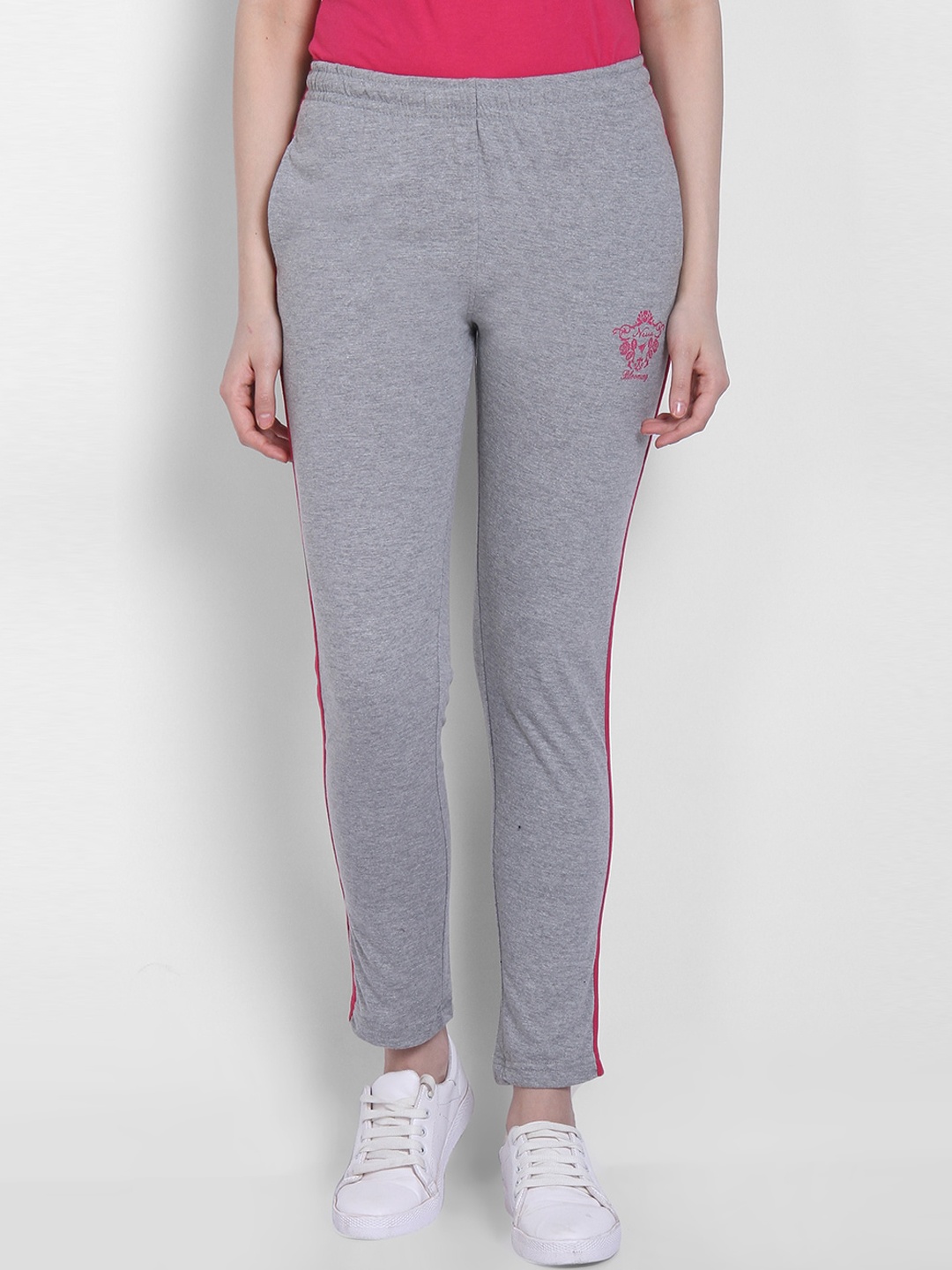 

NEVA Women Side Striped Mid-Rise Regular Fit Track Pants, Grey