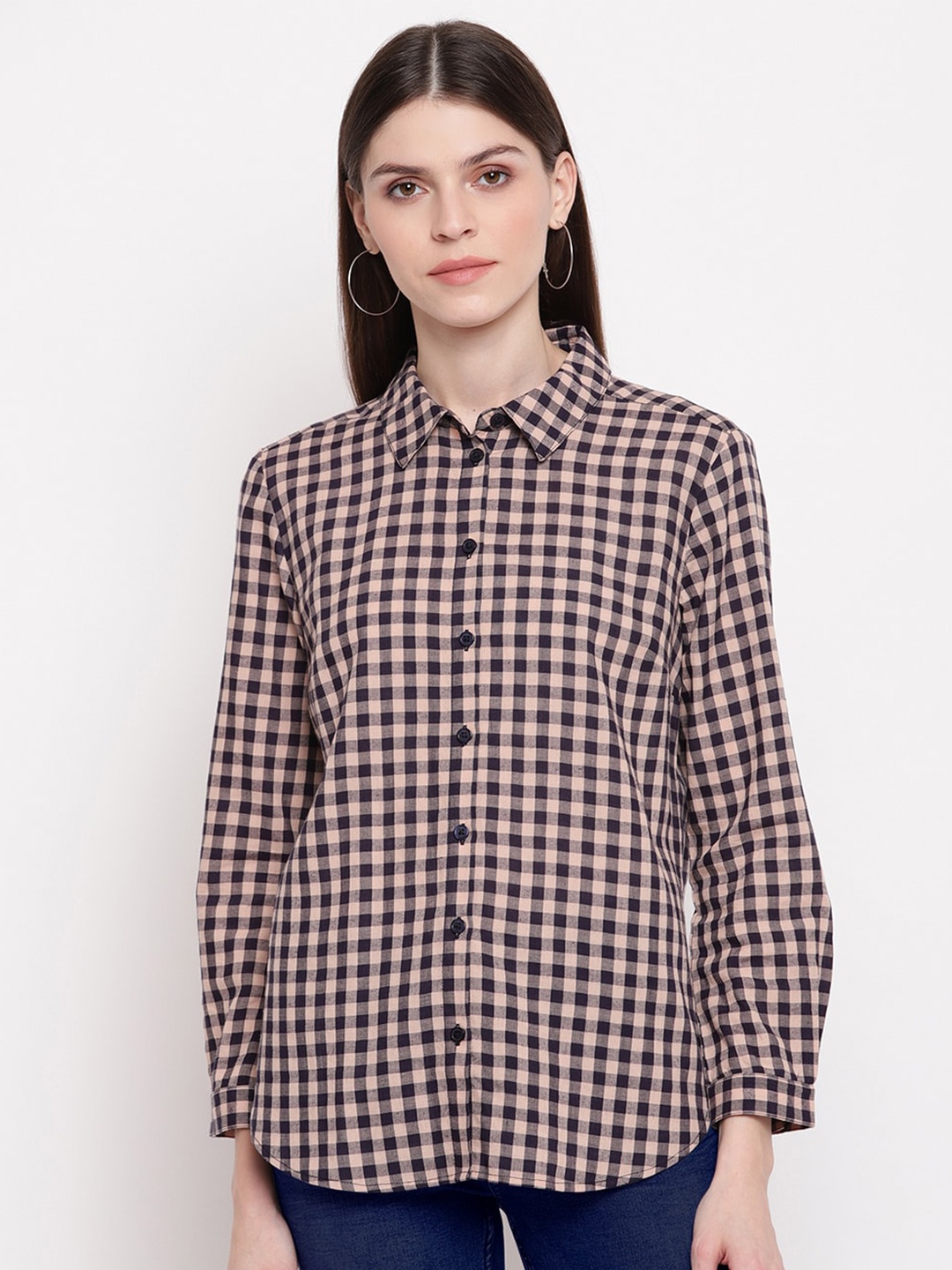 

sandy AND ritz Gingham Checks Cotton Casual Shirt, Pink