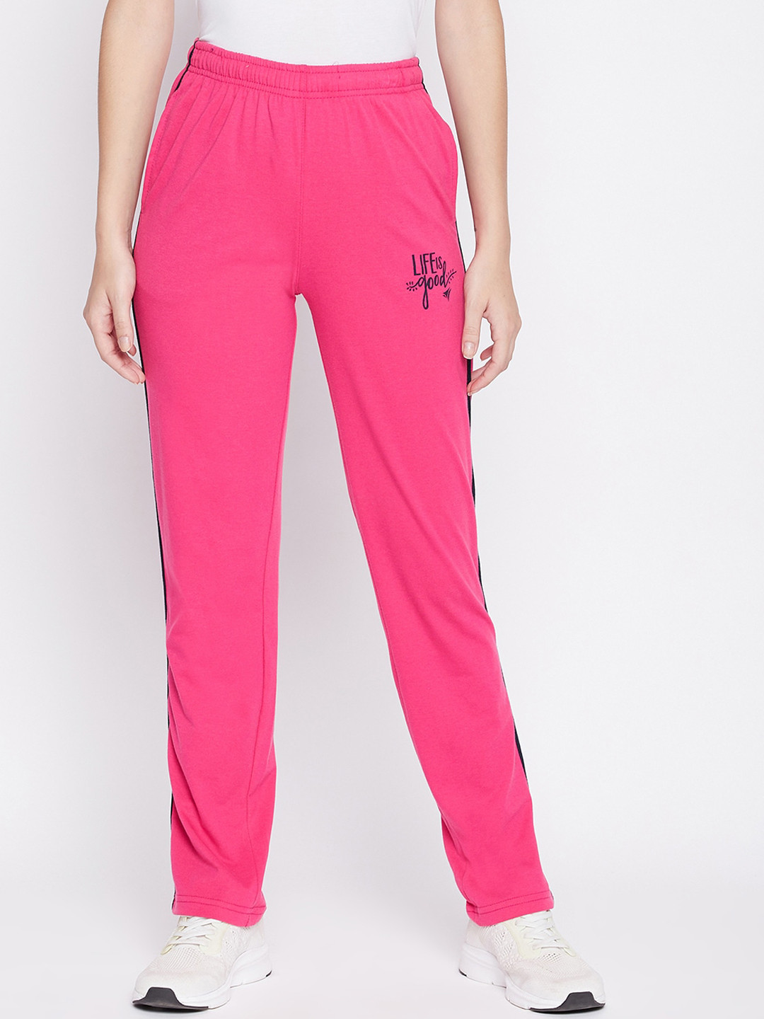 

NEVA Women Side Striped Mid-Rise Regular Fit Track Pants, Pink