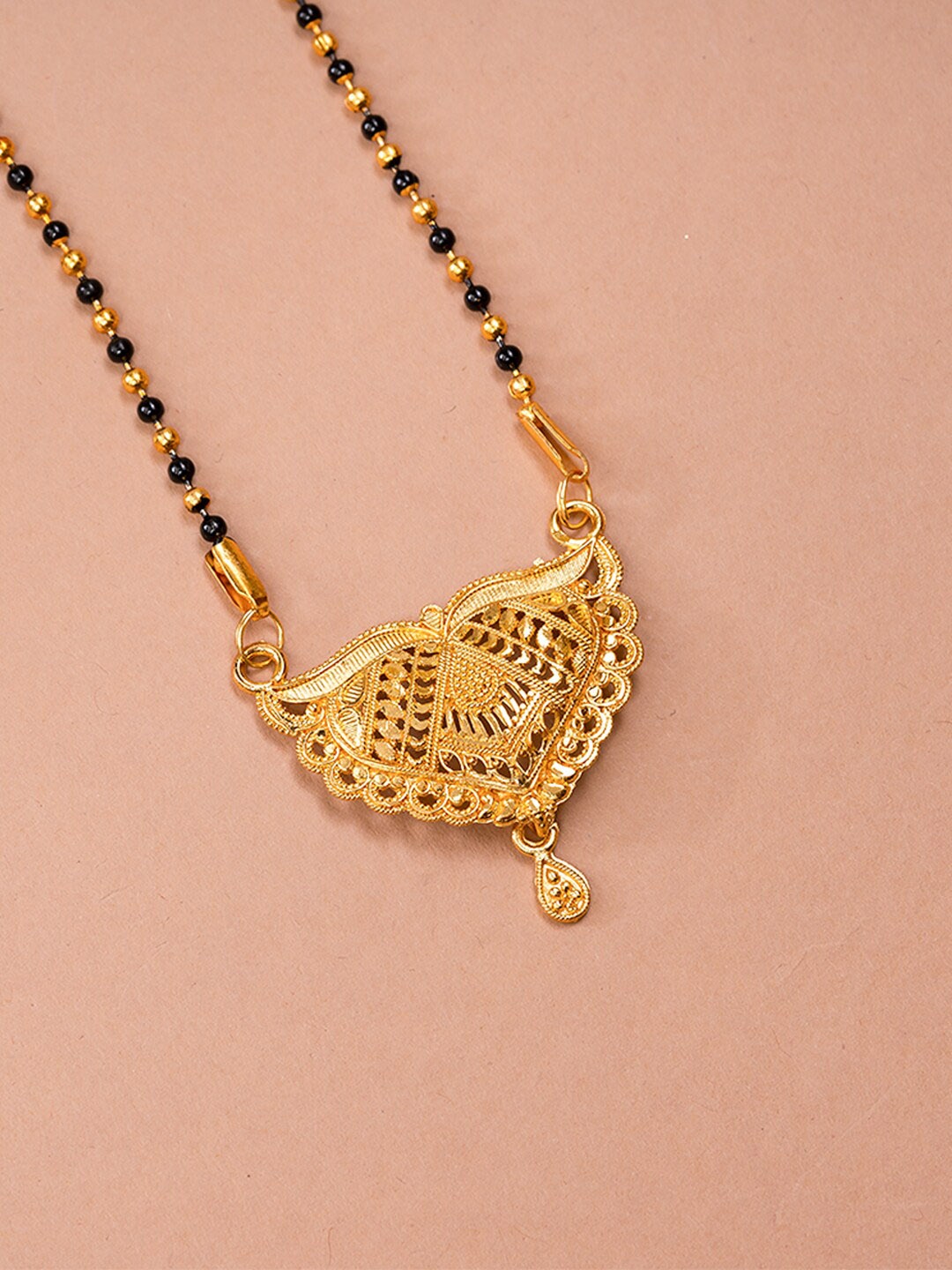 

HOUSE OF ARLI Gold-Plated & Beaded Mangalsutra, Black