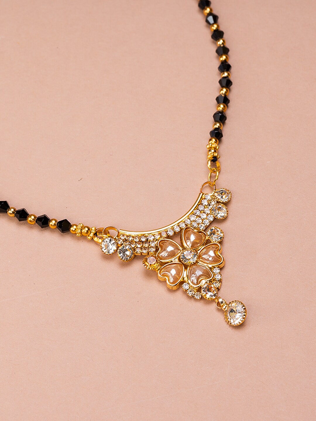 

HOUSE OF ARLI Gold-Plated & Beaded Mangalsutra, Black