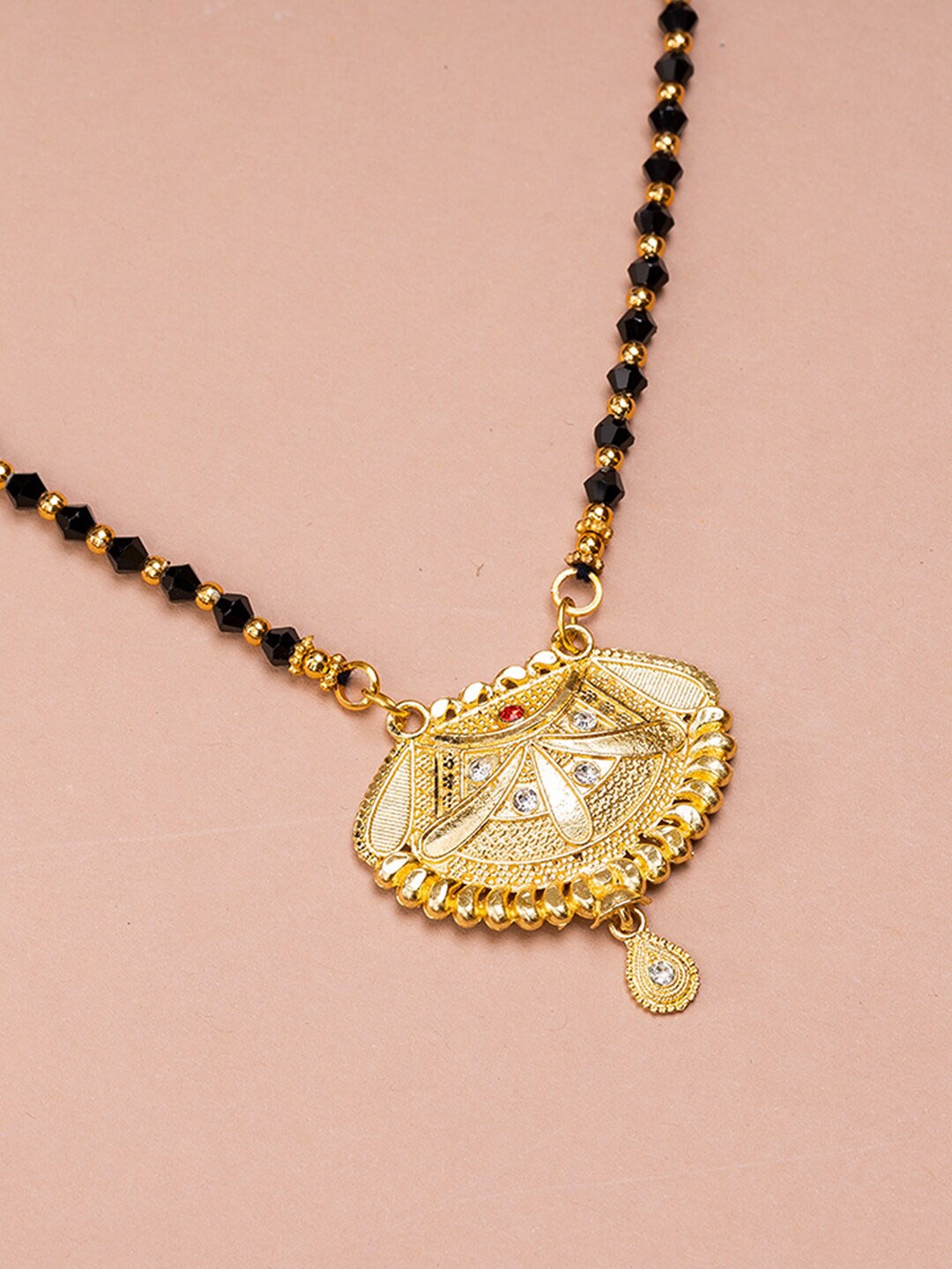 

HOUSE OF ARLI Gold-Plated & Beaded Mangalsutra, Black