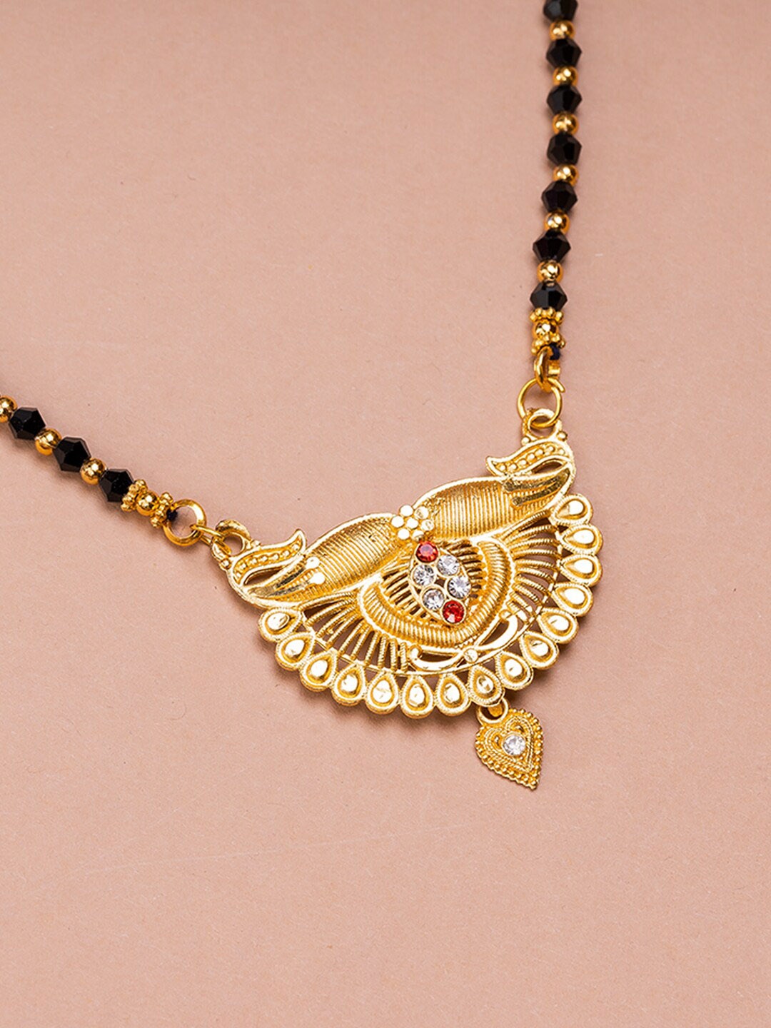 

HOUSE OF ARLI Gold-Plated & Beaded Mangalsutra, Black