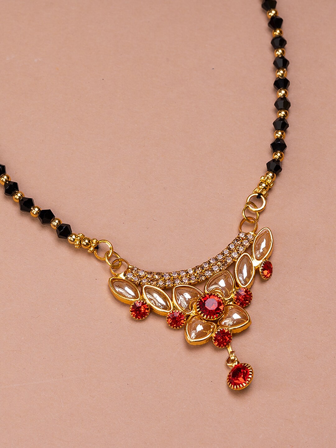 

HOUSE OF ARLI Gold-Plated & Beaded Mangalsutra, Black