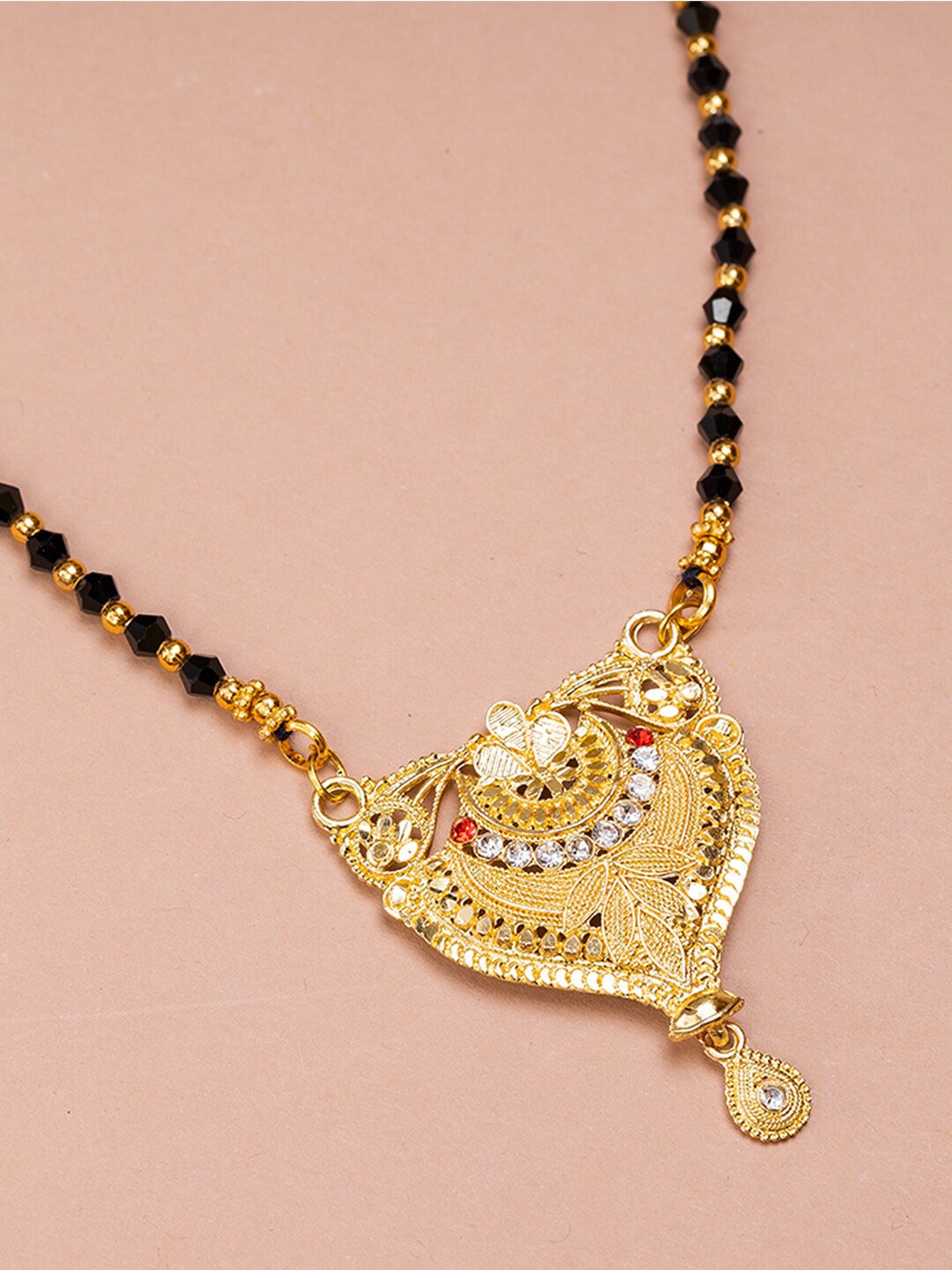 

HOUSE OF ARLI Gold-Plated & Beaded Mangalsutra, Black